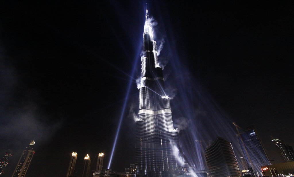 Night photo of the Burj Khalifa skyscraper Opening of the Burj Khalifa