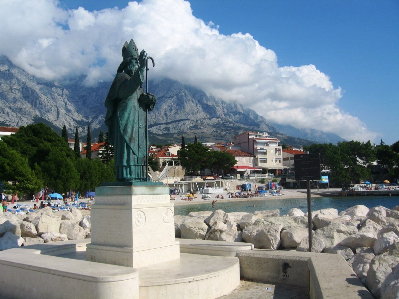 In the photo, the monument to St. To Nikolai in Baska-Voda Monument to St. John the Baptist. To Nicholas