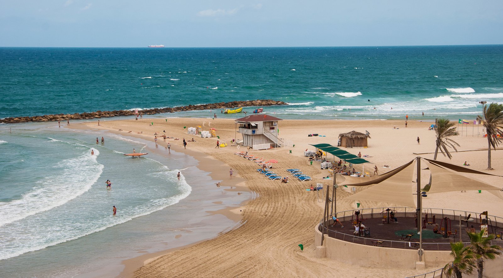 Sandy beach of Netanya, Israel Netanya Beach
