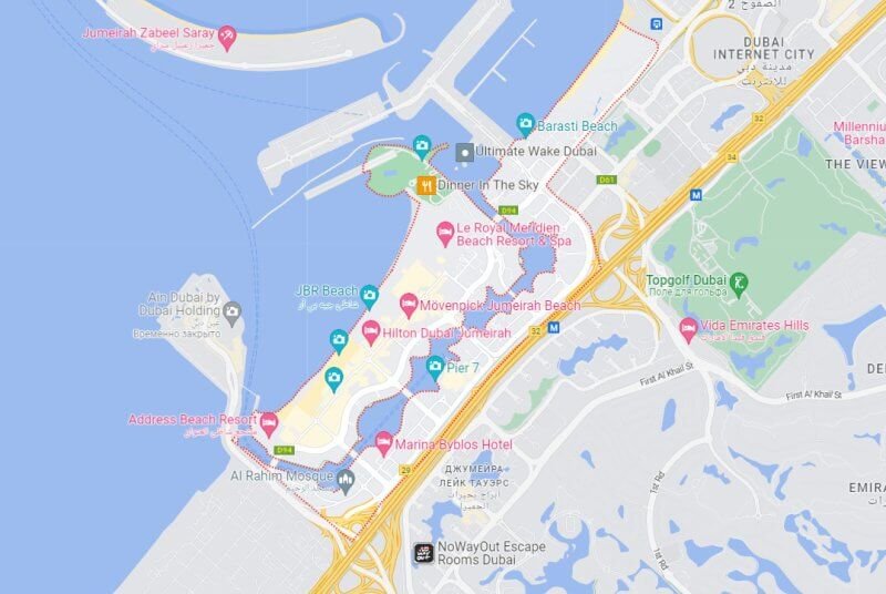 Dubai Marina Area Dubai Marina area on the Map