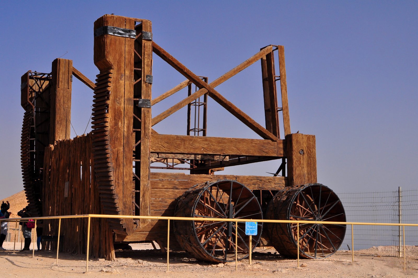 Roman assault vehicle at the Masada Fortress Roman Siege Engine