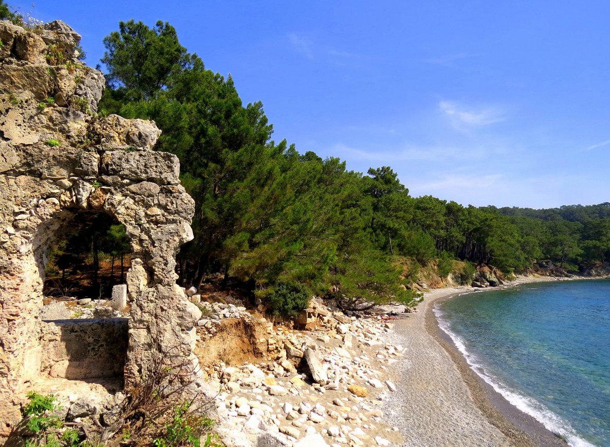 Bay surrounded by pine trees near the ruins of Phaselis Bay view near Phaselis