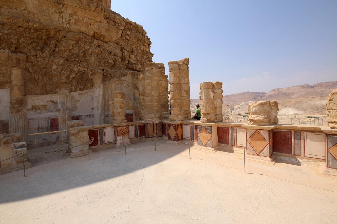 Columns of the northern palace of the Masada Fortress Northern Palace