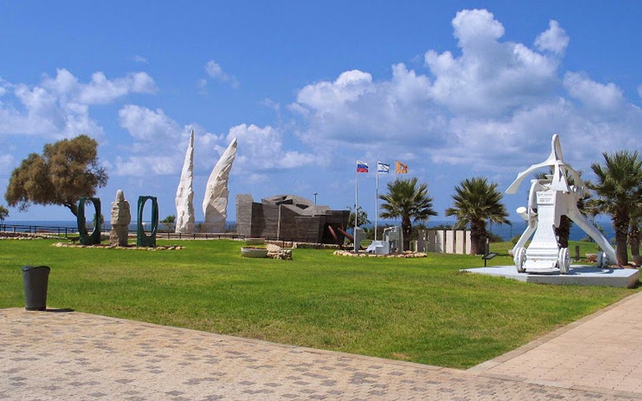 Sculptures made from military equipment parts at the Yad leBanim Memorial Complex Yad leBanim Memorial Complex
