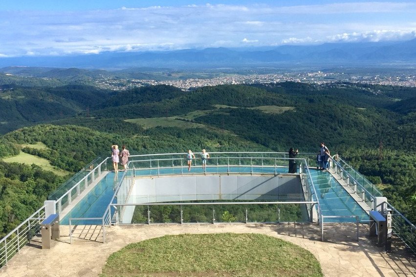 Glass-bottomed observation deck in the Sataplia Nature Reserve in Georgia Observation deck