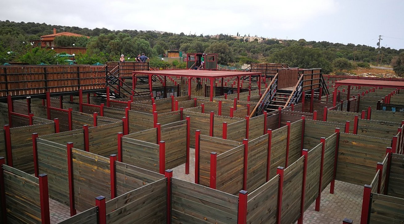 Maze of wooden partitions, Hersonissos Maze Theme Park