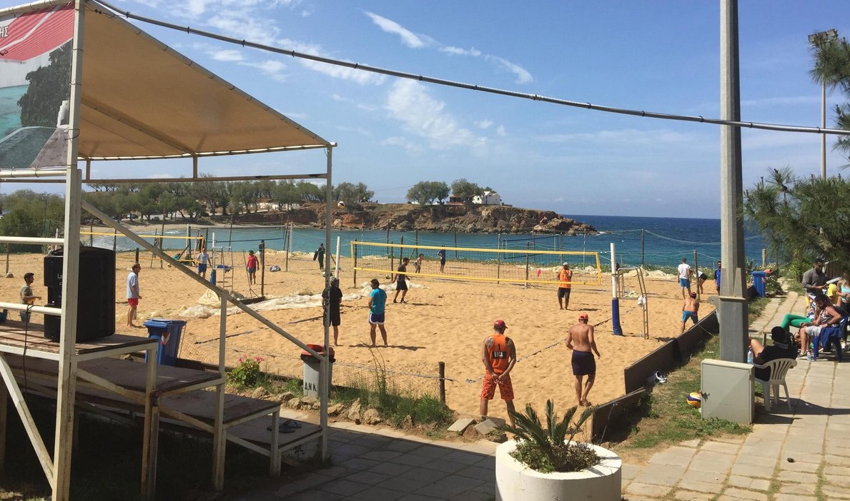 Photos of volleyball courts on Agia Apostoli beach There are good volleyball courts