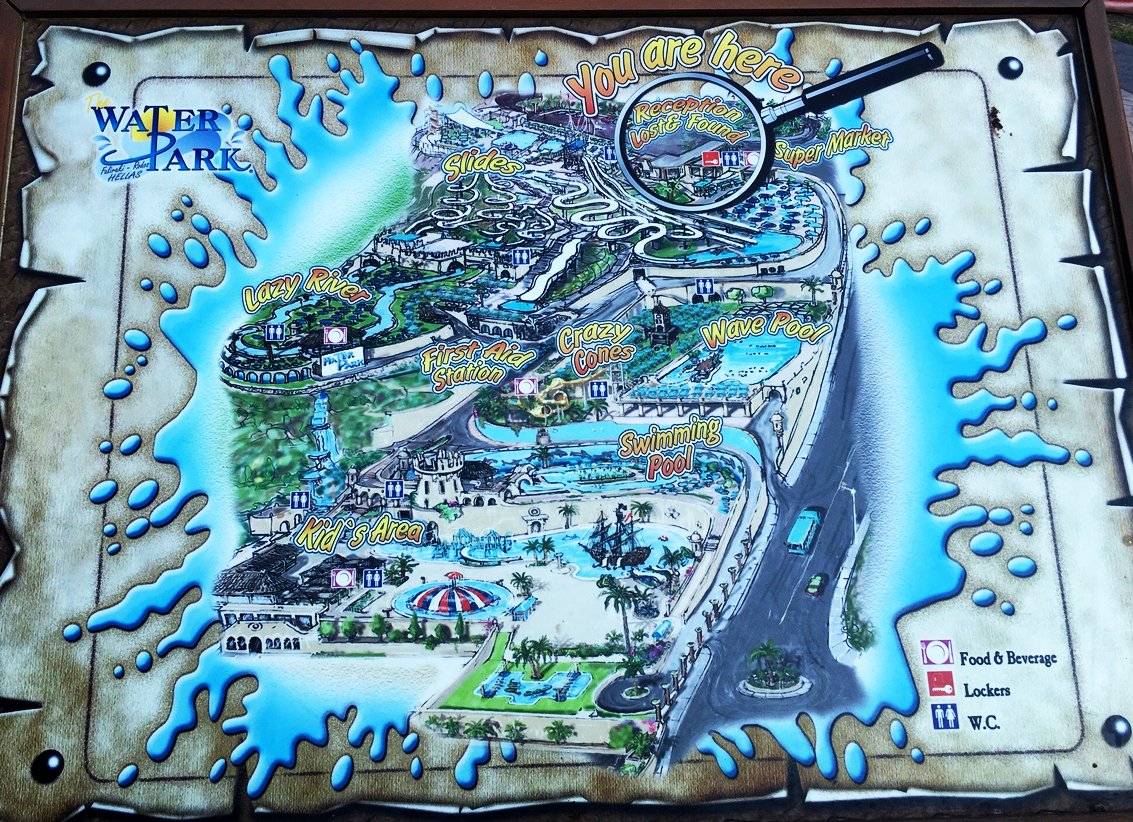 Photo maps of the water park, Faliraki Aquapark map