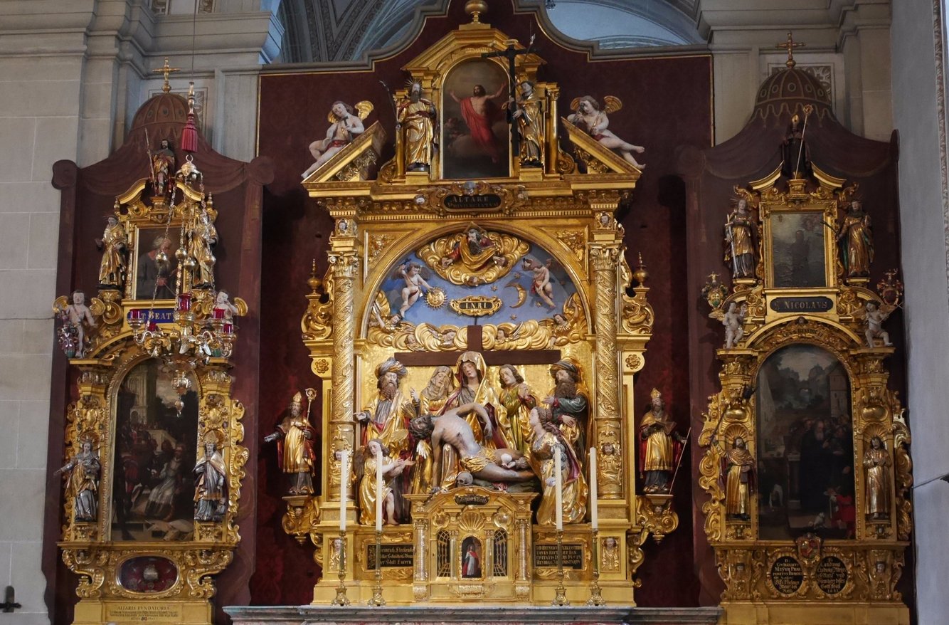 At the Hofkirche church in Lucerne city center At the Hofkirche Church, Lucerne