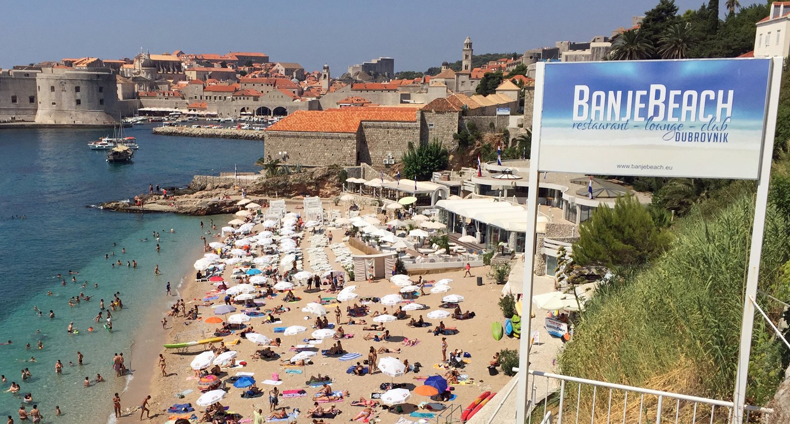 Pictured is the entrance to Dubrovnik's Banje Beach Dubrovnik Banje Beach Entrance