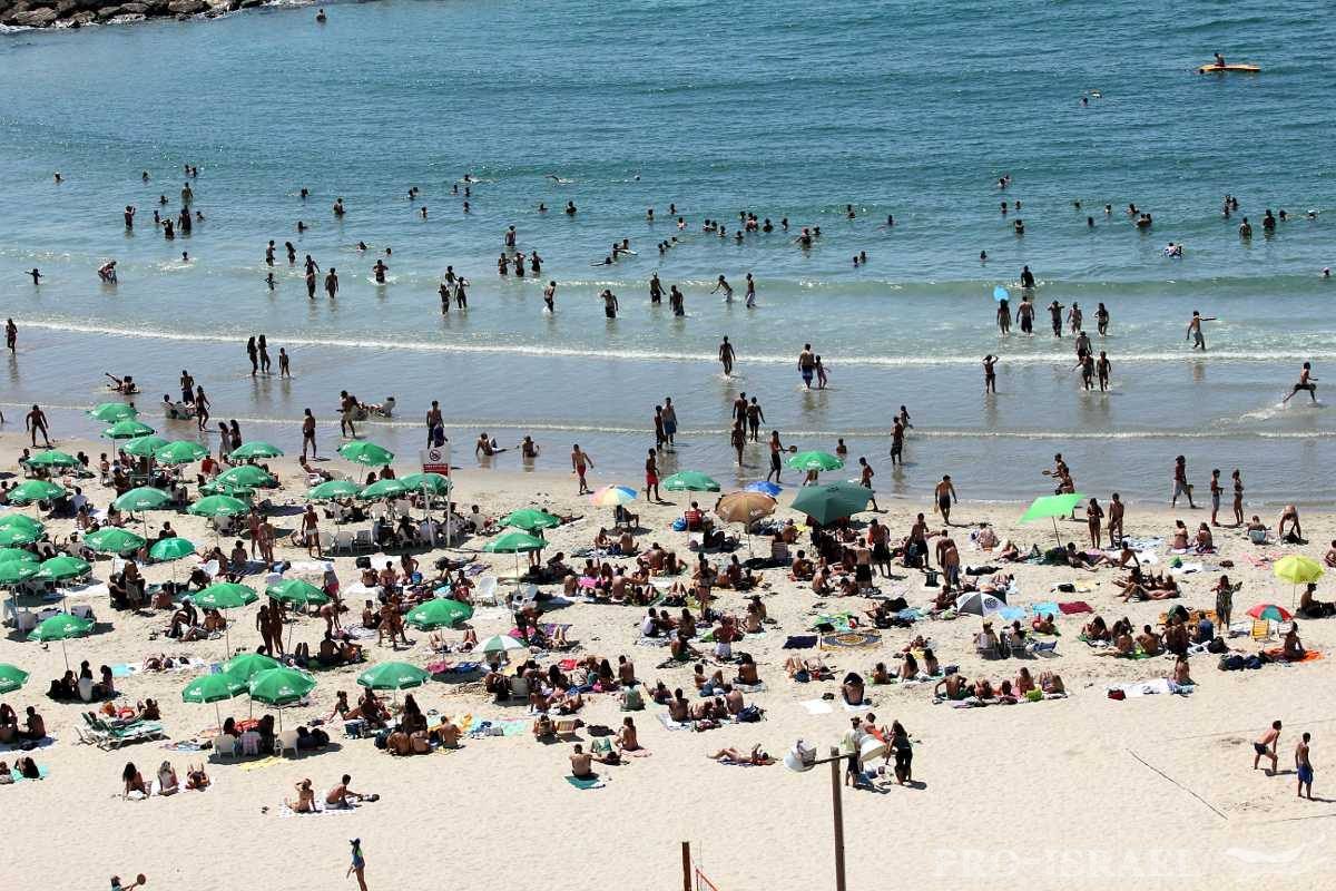 Crowded beach in Tel Aviv Tel Aviv Beach