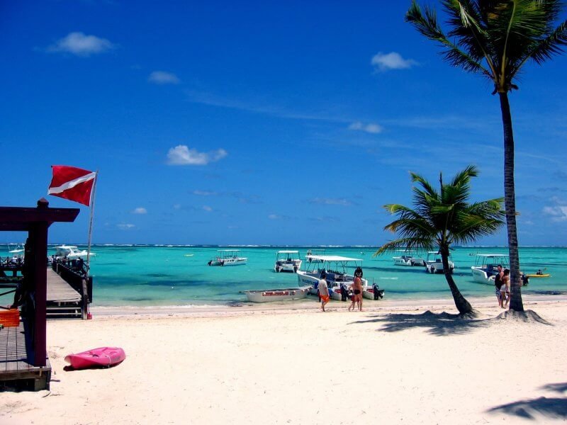 Boats and yachts on Bavaro beach in the Dominican Republic Boats and yachts on the beach of Bavaro
