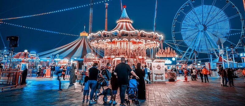 Pakrk Carnival and the World Wheel in Global Village, Dubai Amusement park