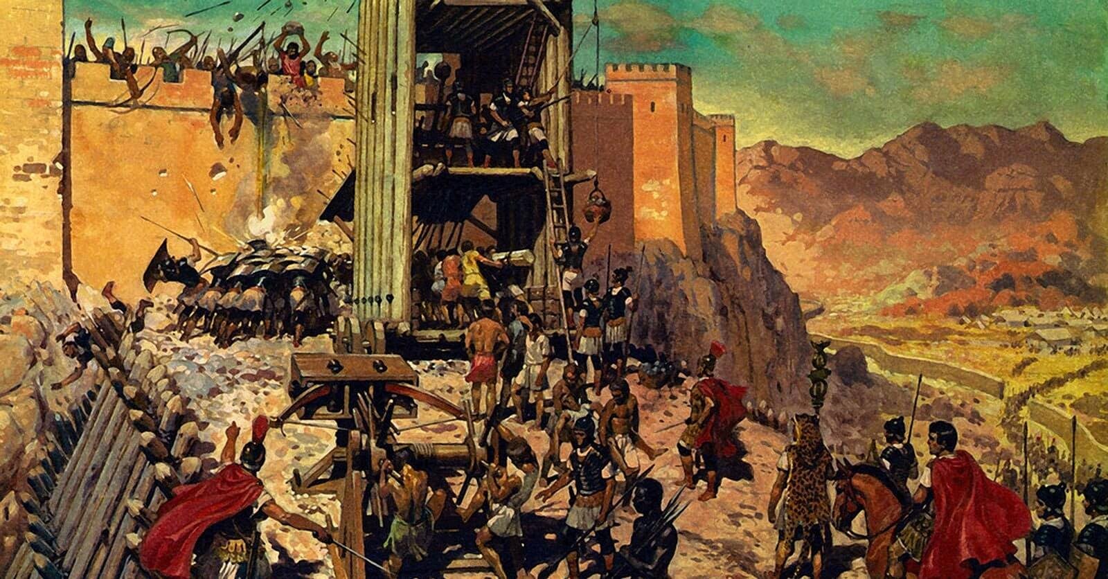 Drawing of the siege of the fortress of Masada by the Romans Siege of Masada
