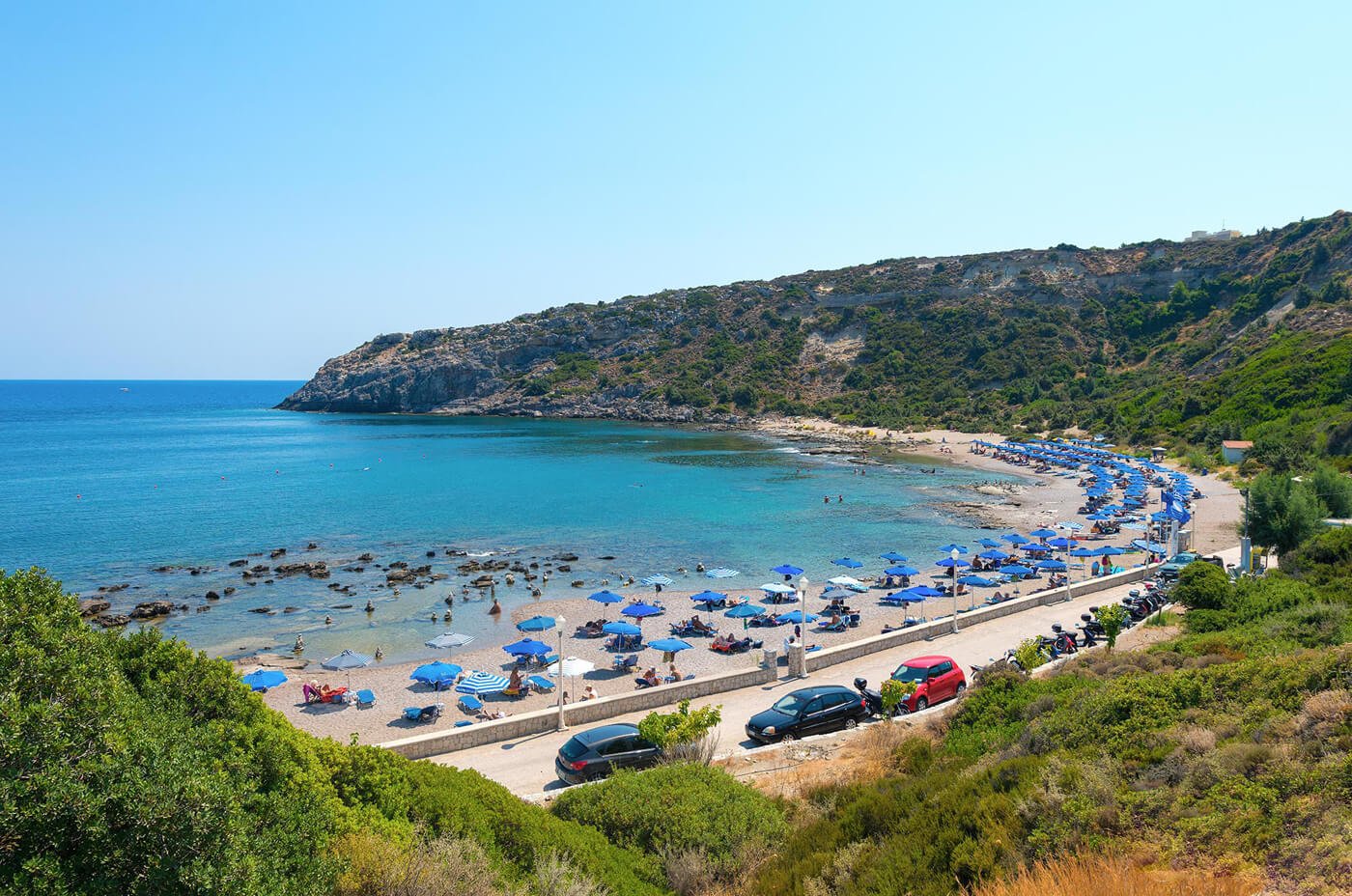 Pictured is the Mandomata nudist beach in Faliraki village Mandomata Nude Beach, Faliraki