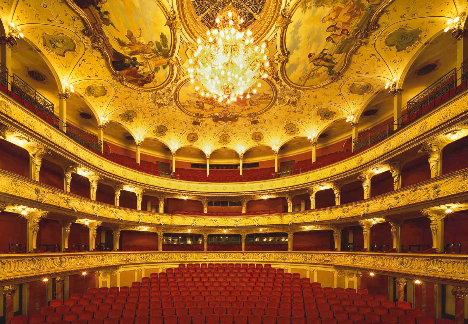 Photo of the interior of the Zurich Opera Hall At the Zurich Opera House