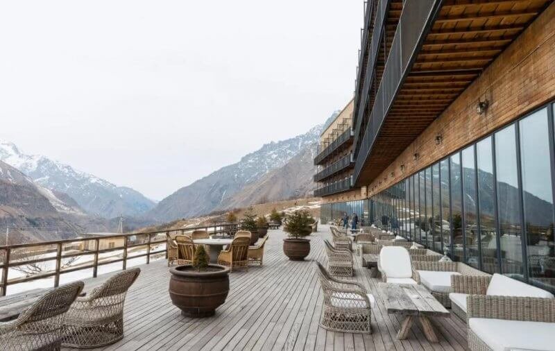 Photo of the terrace in the hotel "Rooms Hotel Kazbegi" Terrace at Kazbegi Hotel
