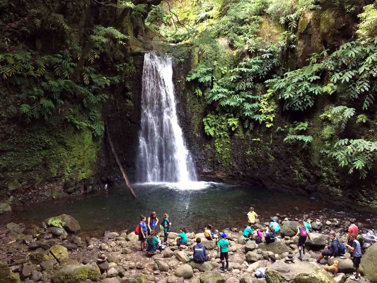 Tourists near the Salto do Prego waterfall Salto do Prego Waterfall