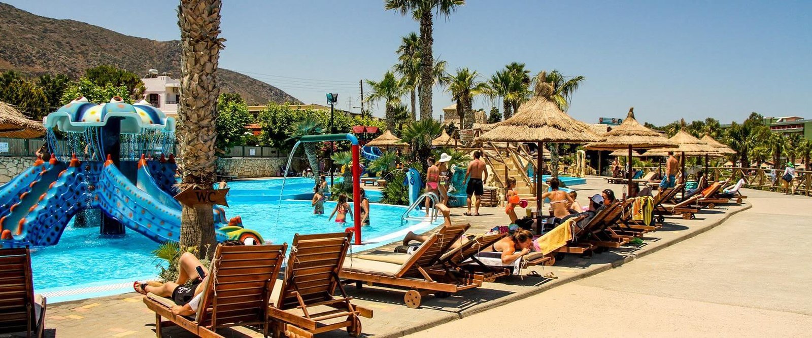 Vacationers at the pool of the Star Beach Water Park, Hersonissos Star Beach Water Park