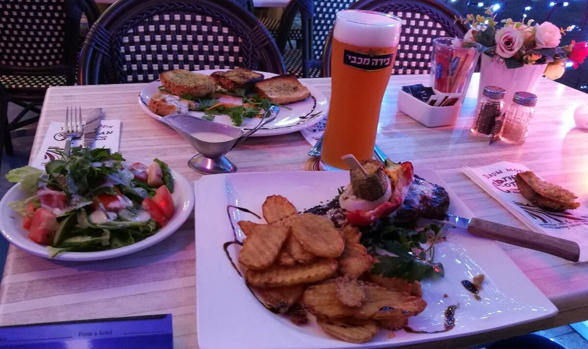 Dinner in a cafe in Netanya, Israel Dinner in a cafe