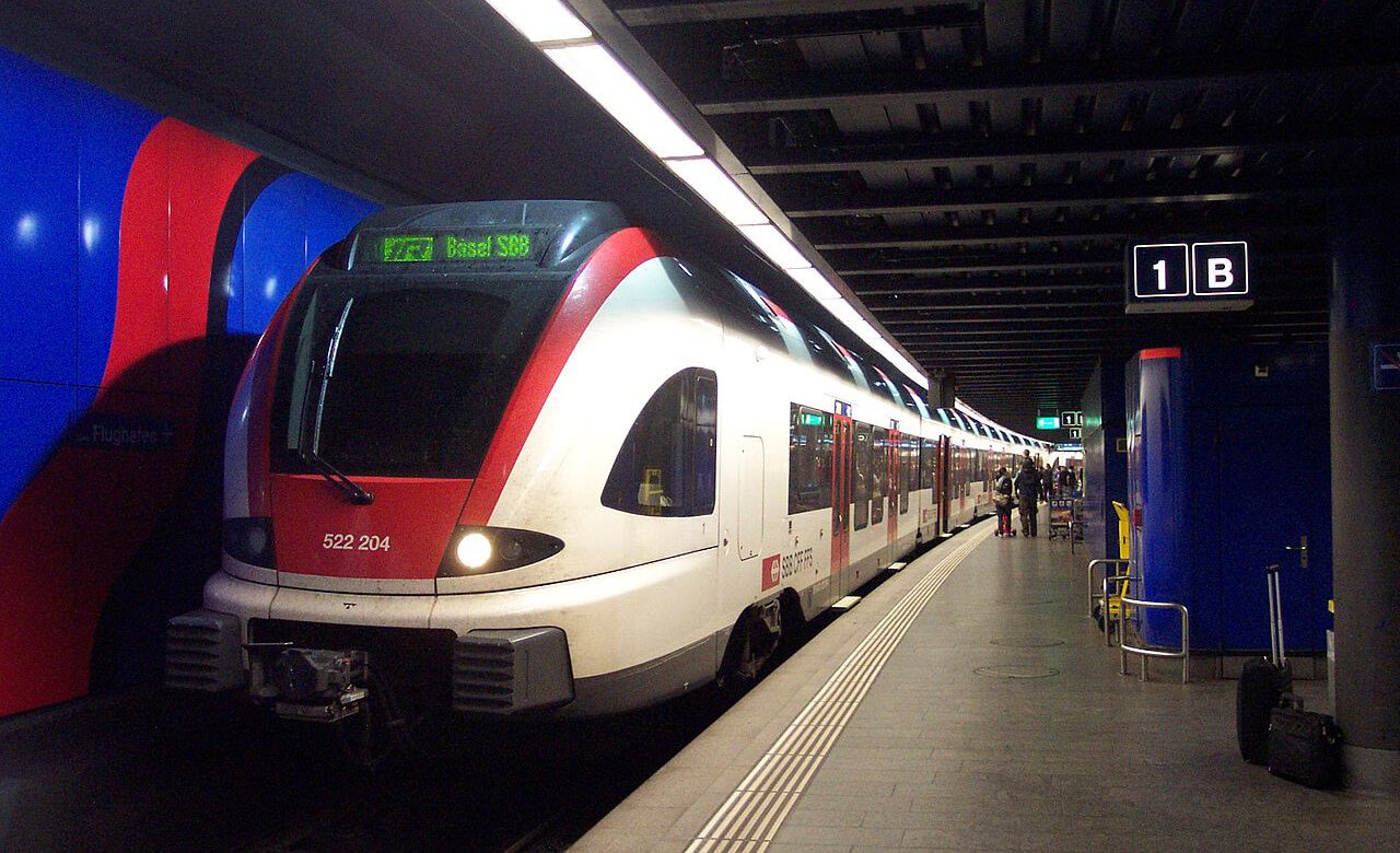 Zurich Flughafen train station right at the airport Zürich Flughafen railway station