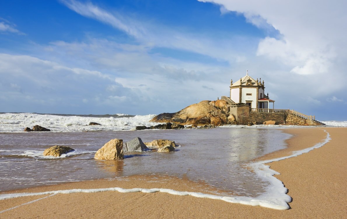 Photo of the old chapel Senhor da Pedra Ancient Chapel of Senhor da Pedra on the beach of Marimar Porto