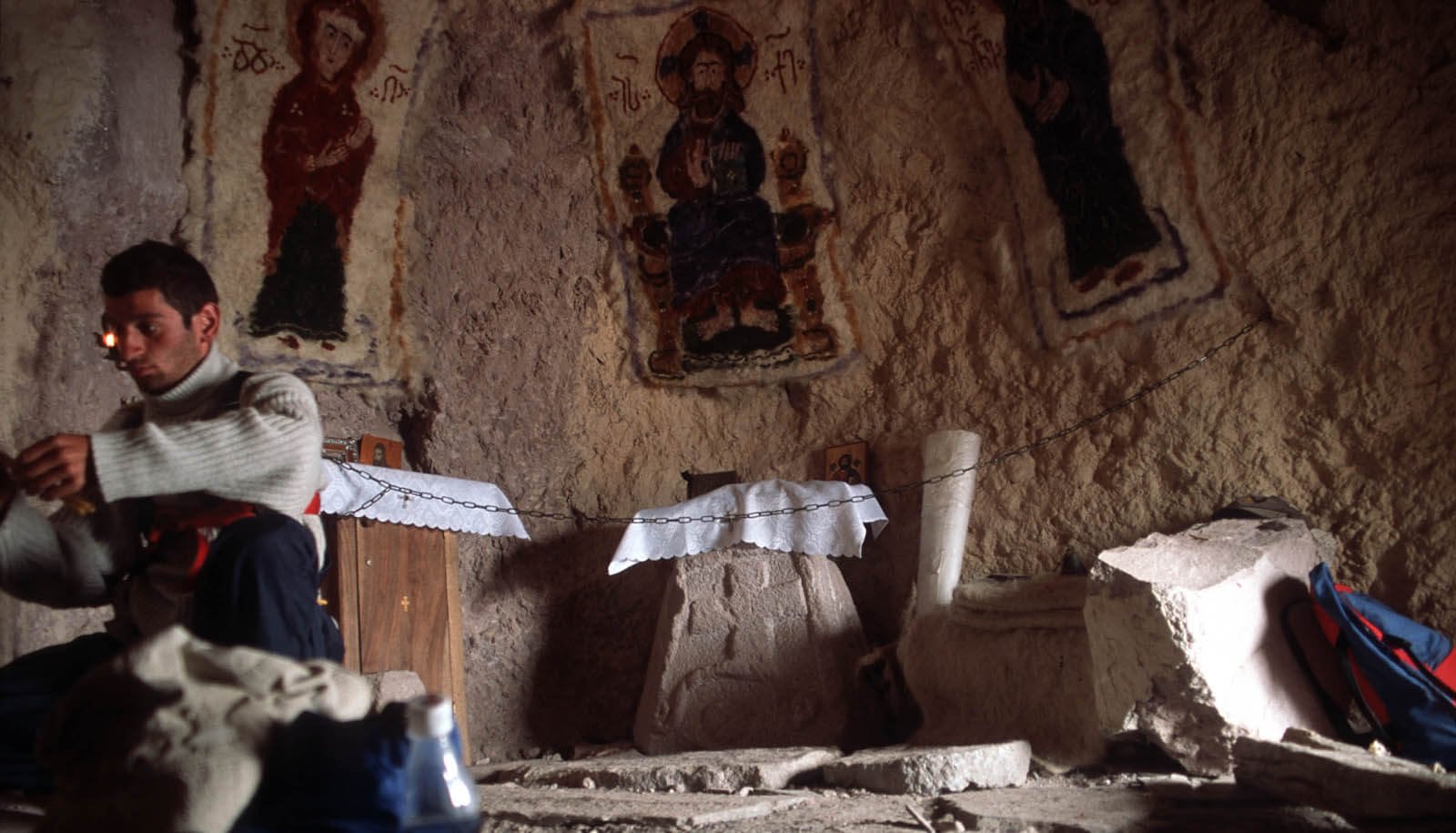 Photo in the Bethlehem Cave, Georgia In the oldest cave temple