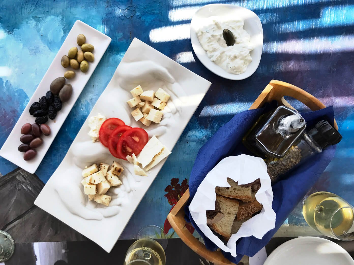 Olive and Cheese Tasting at an Organic Farm Tasting of products