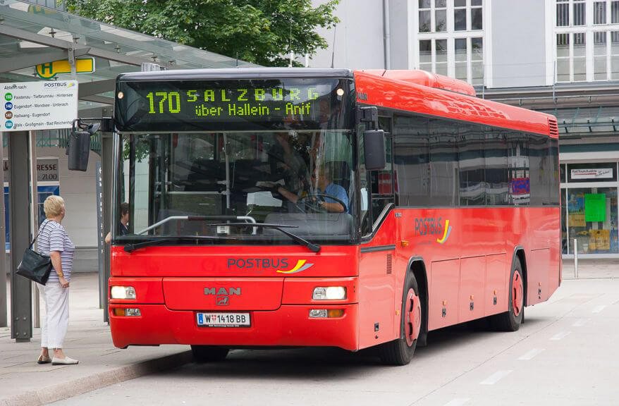 Red bus No. 170 in Salzburg Flight No. 170