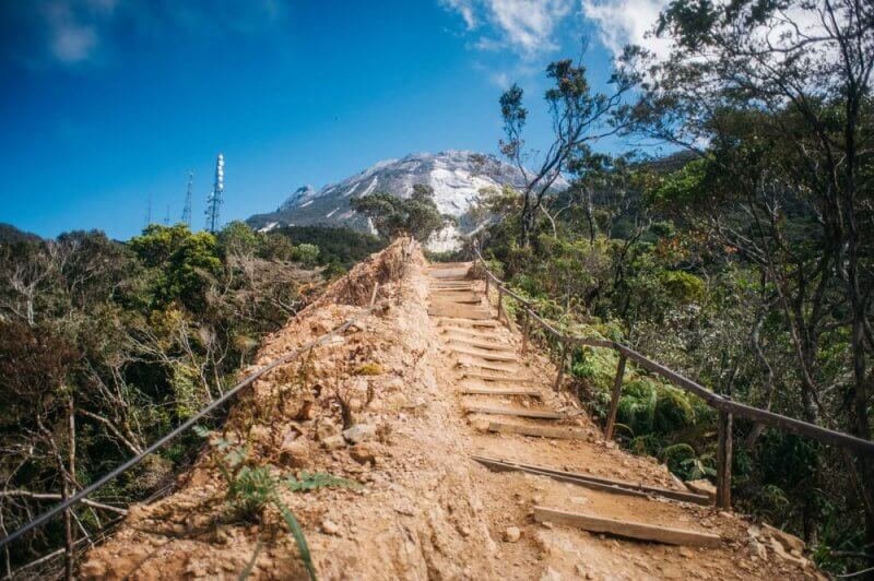 Photo: stairs on Mount Kinabalu on the way to the top road to the mountain