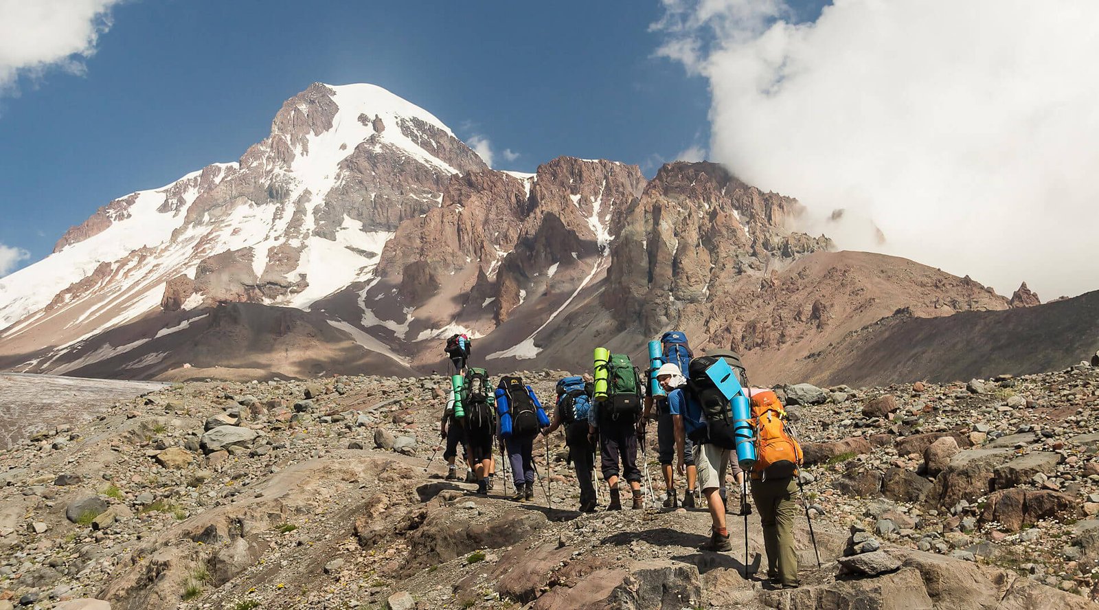 Photo of the ascent to Mount Kazbek Kazbek Mountain climb