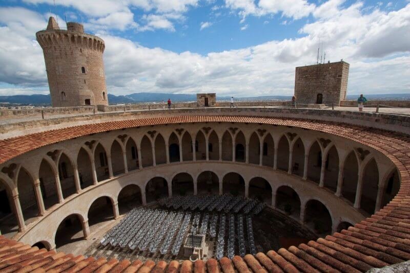 View of the Bellver Castle in Majorca, Spain Bellevere Castle view