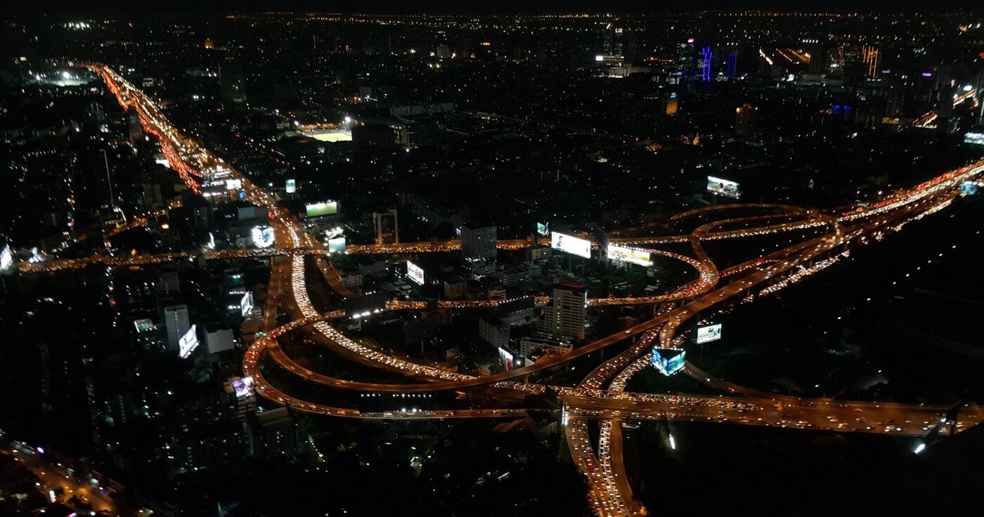 Photo of Bangkok at night from the observation deck of the Baiyoke Sky skyscraper Night view of Bangkok from the Baiyoke Sky observation Deck