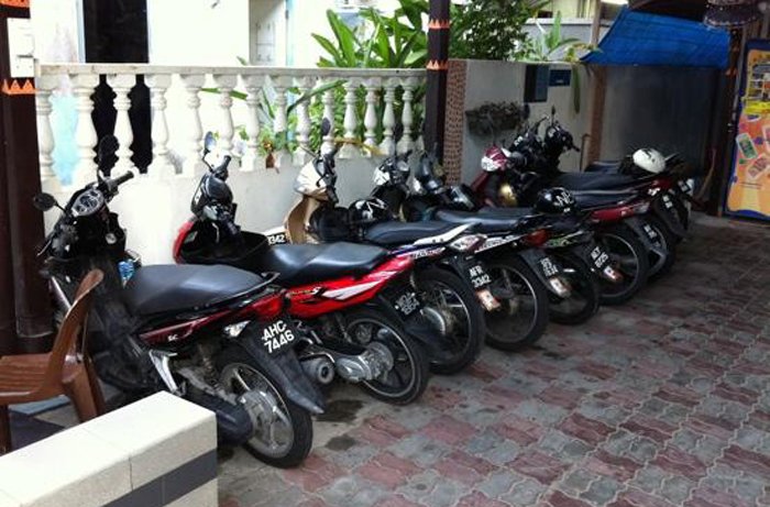 Photos of scooters for rent on the island of Pangkor Scooter rental