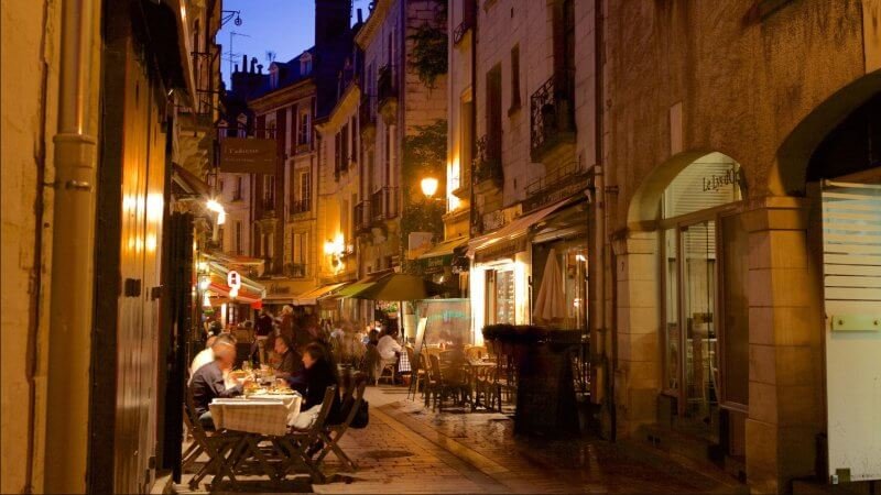 Evening street of the French city of Tours