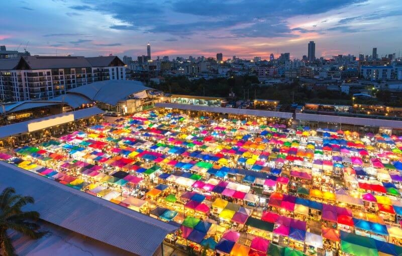 Bangkok Chatuchak Market in the evening 