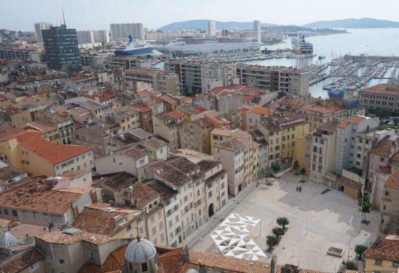 View of the Old Town of Toulon in France Aerial view of Toulon city