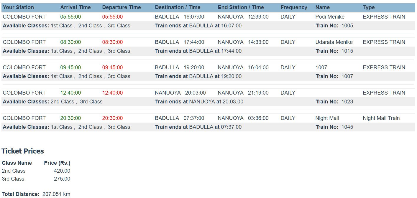 Photo of the Colombo to Nuwara Eliya train schedule Colombo to Nuwara Eliya train schedule