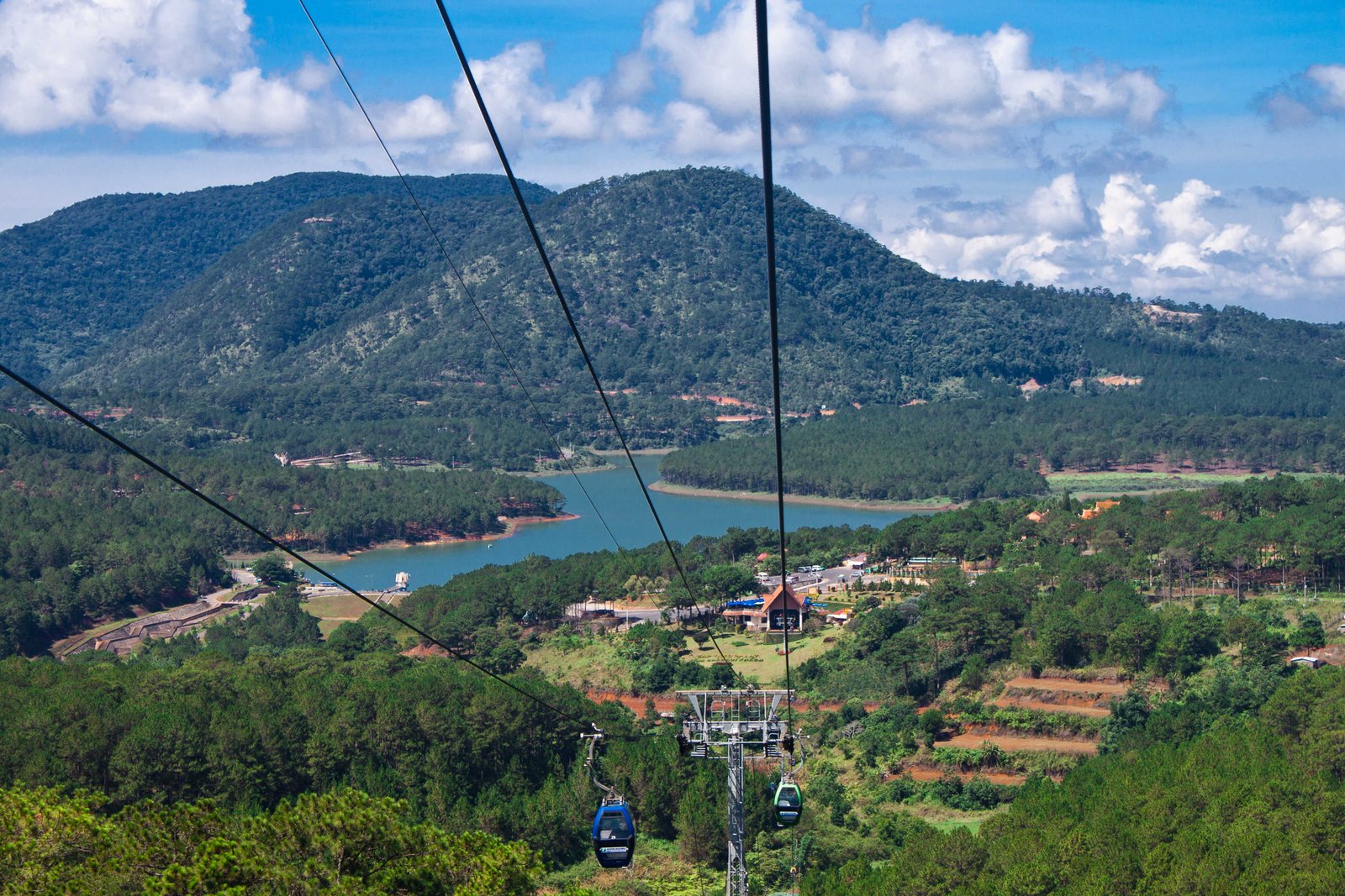Transportation in Dalat-cable car, city and mountain view Cable car