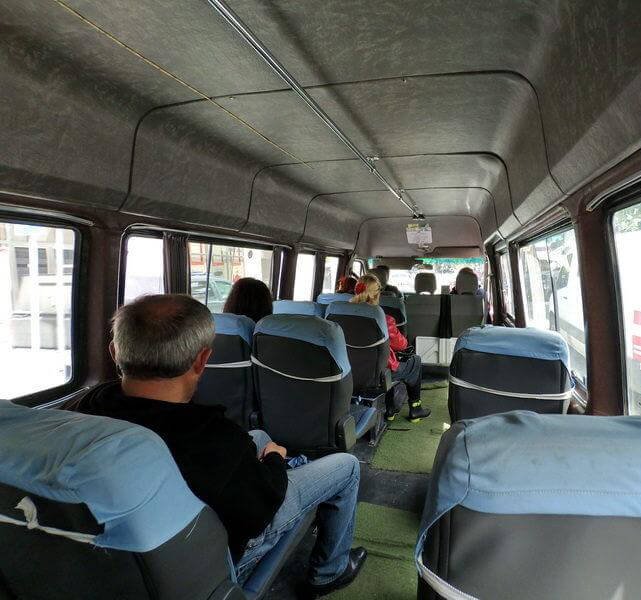 In a minibus in Batumi to the central market of Parekha Bus in Batumi to Parekha market