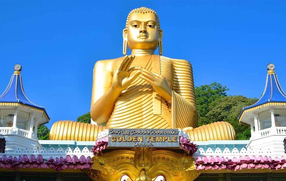 Statue of the seated Buddha on the salted temple of Dambulla Sitting Buddha Statue in Dambulla