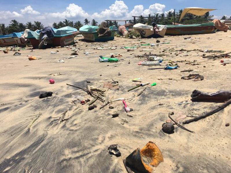 Garbage on Negombo beach in Sri Lanka Garbage and unkempt coastline
