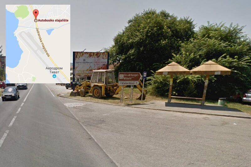 Photo of a stop in the direction of Budva near Tivat airport Stop near Tivat airport