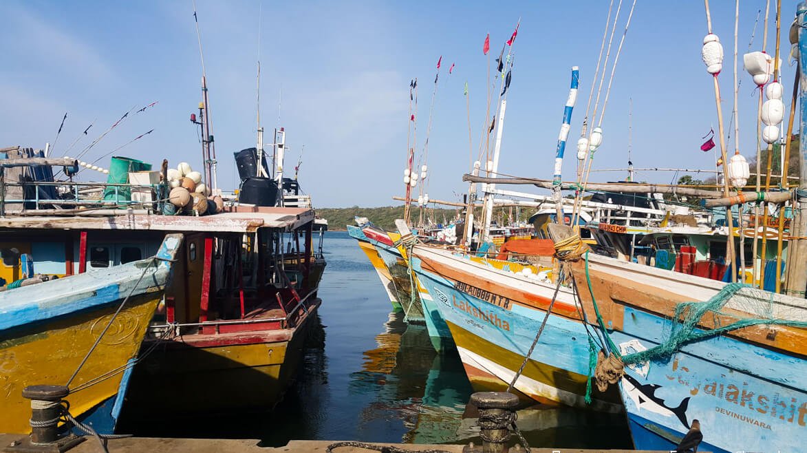 Photos of boats in the port of Trincomalee At the port of Trincomalee