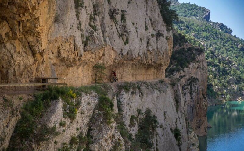Road along the Mont Rebey gorge in Catalonia Mont Rebay Gorge Road