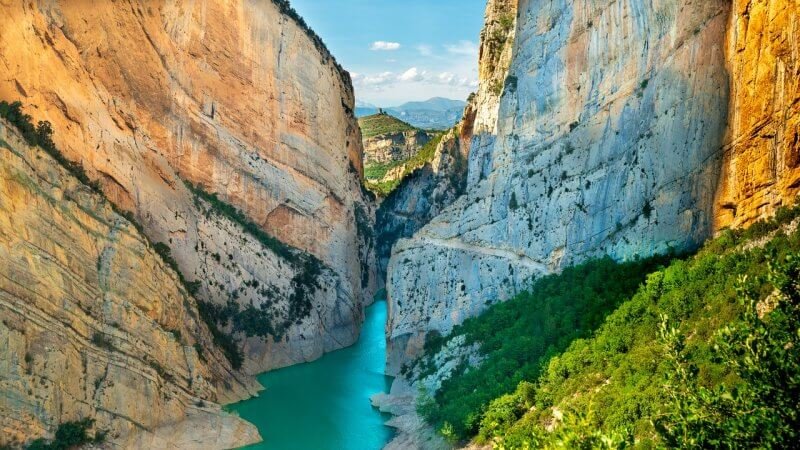 River in the Mont Rebey gorge in Catalonia River in the Mont Rebay Gorge
