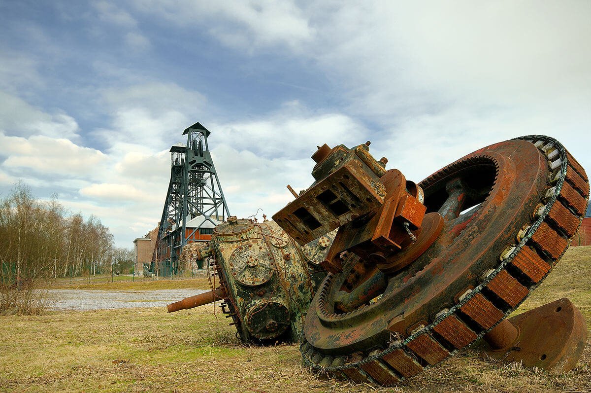 Photo of the former Bois du Cazier coal mine on the territory of Le Bois du Cazier Former Bois du Cazier coal mine