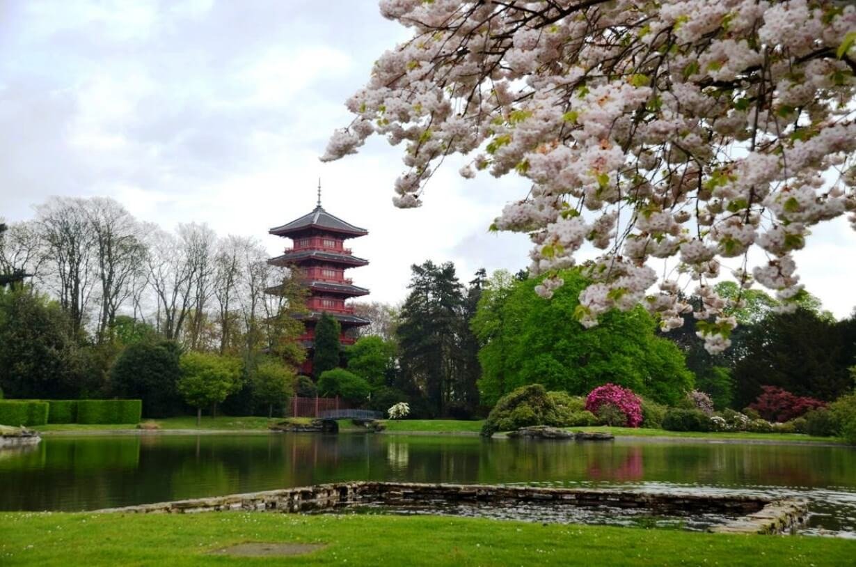 Photo of the Chinese pavilion Japanese Tower in Laeken Park Chinese Pavilion Japanese Tower