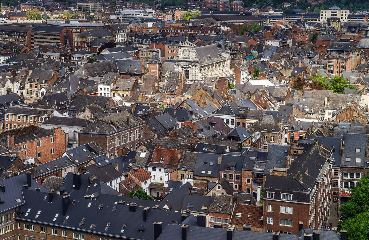 View of the roofs of Namur and the Church of Saint Loup View of the roofs of the city of Namur and the Church of St. Loup