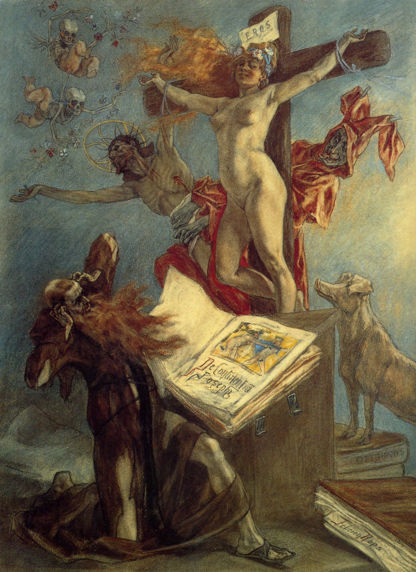 Photo of the painting by Felicien Rops-The Temptation of St. Anthony The Temptation of Saint Anthony by Felicien Rops